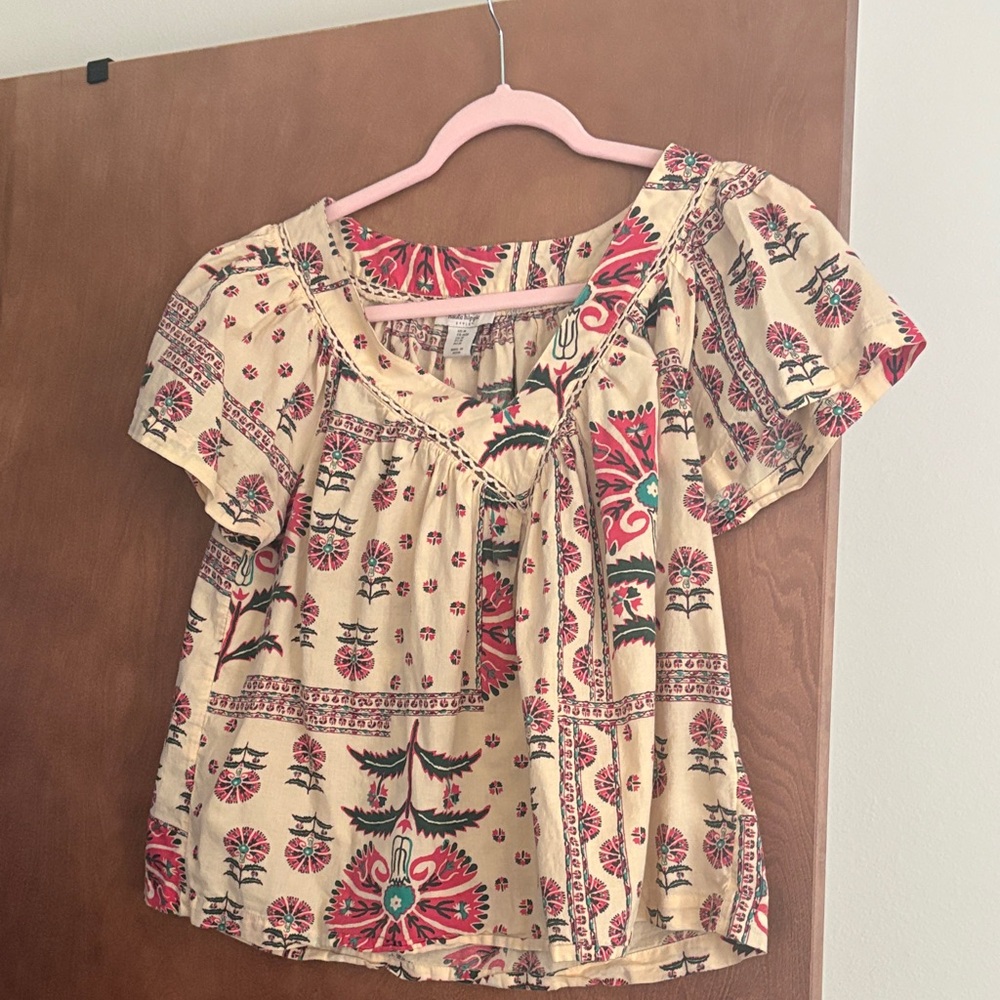 Haute Hippie Cream and pink Floral Blouse